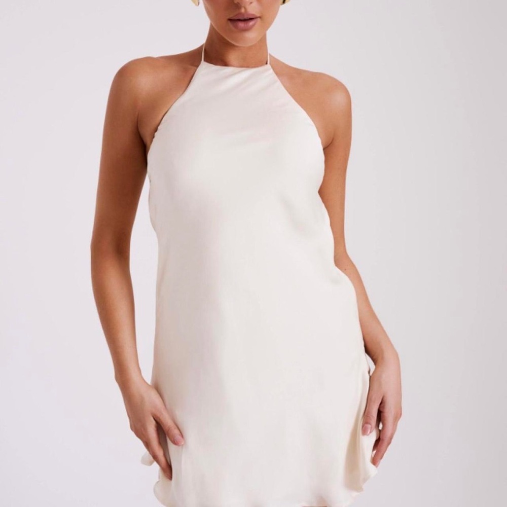 Meshki Cream Halter Dress